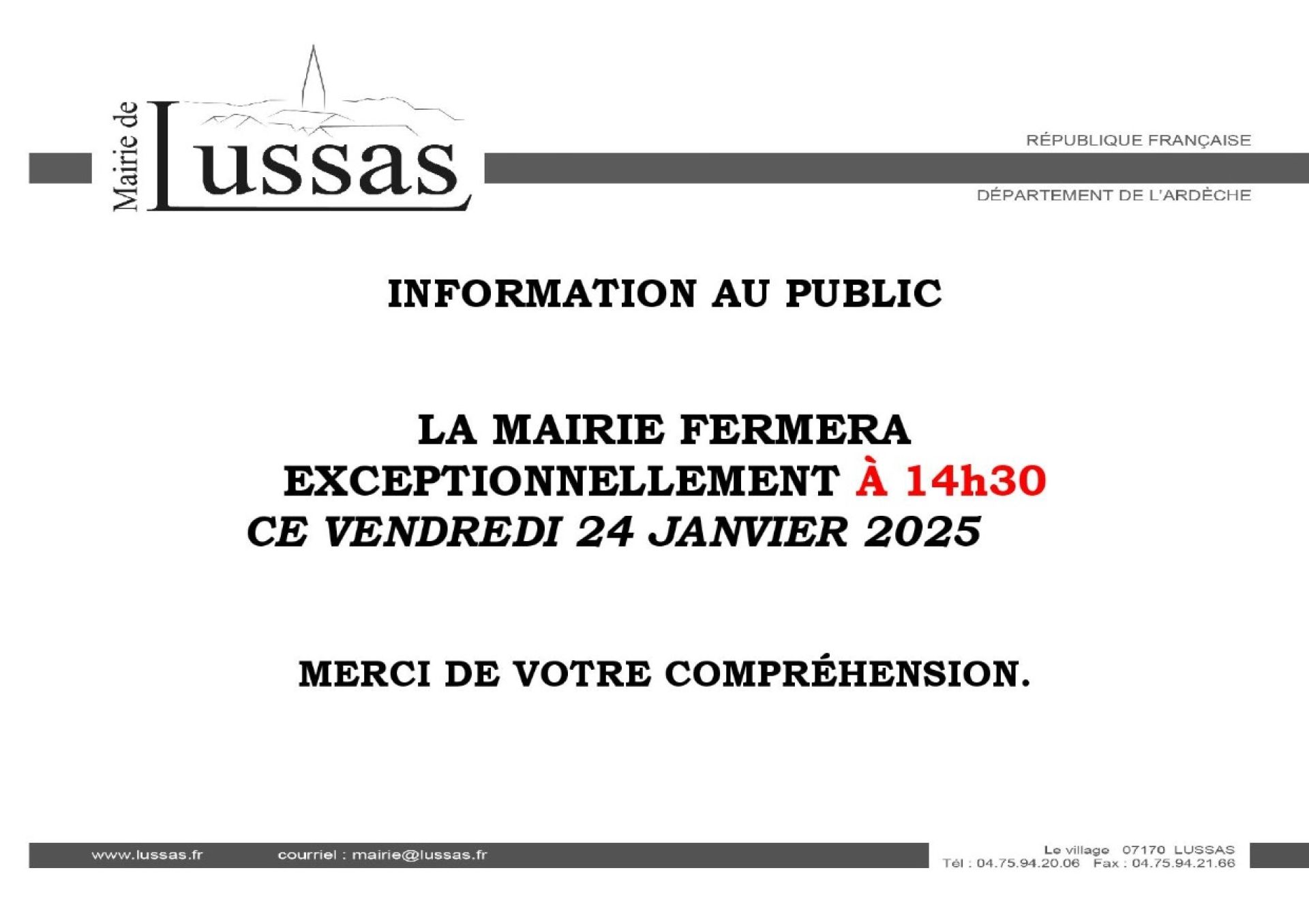 fermeture mairie du 24 janvier