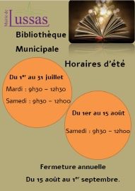 HORAIRES ETE BIBLIOTHEQUE
