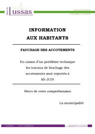 INFORMATION FAUCHAGE