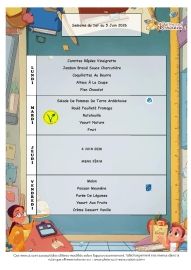 MENUS DE LA CANTINE SCOLAIRE JUIN 2026