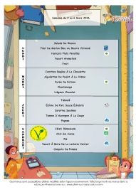 MENUS DE LA CANTINE SCOLAIRE MARS 2026