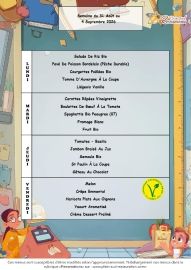 MENUS DE LA CANTINE SCOLAIRE SEPTEMBRE 2026